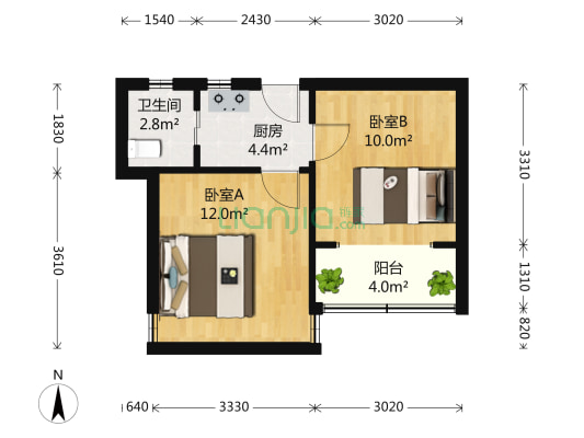 凤城路104弄 2室0厅1卫 45平方