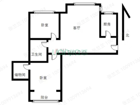 开发区 君临天下御景园 南北通透两居室-户型图
