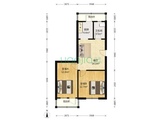 西园西里 2室1厅1卫 42平方