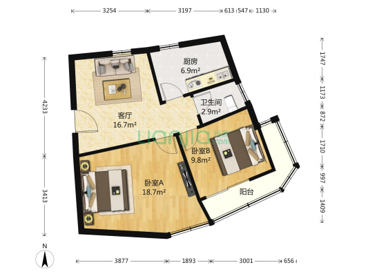 卫岗西12号 2室1厅1卫 81平方