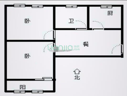 矿山局家属楼南院 2室1厅 南 北-户型图