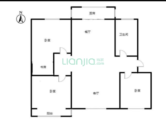 双塔板楼低楼层，房本满五，南北通透三居-户型图