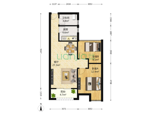 禹洲华侨城三期荷园 2室1厅1卫 79平方