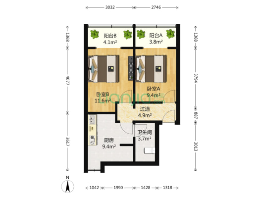 石马巷11号 2室0厅1卫 58平方