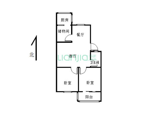 乐福社区 2室2厅 南-户型图