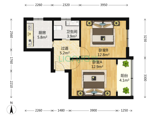 平武小区 2室0厅1卫 62平方