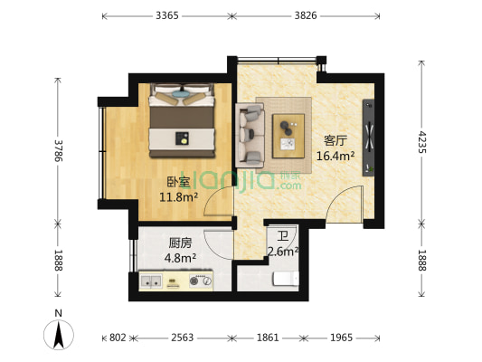 隆远阁 1室1厅1卫 54平方