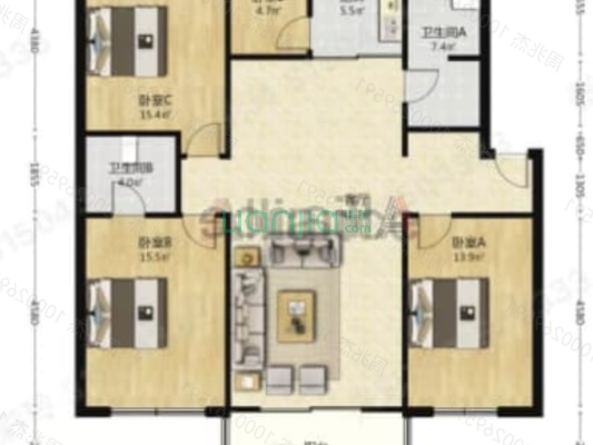 物探九号院 南北通透4居 集中供暖 配套齐全-户型图