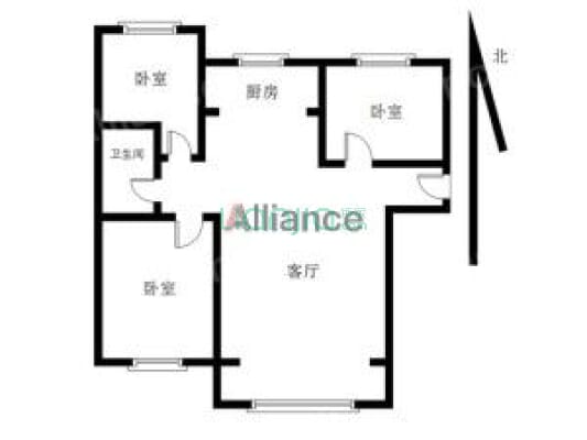出售狮子城南北通透三居 中楼层精装采光无遮挡-户型图