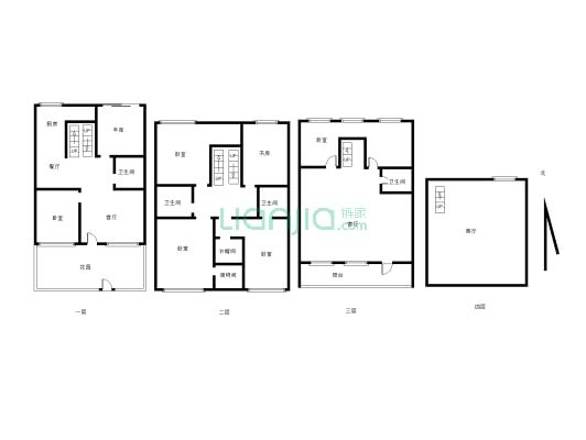 房子是如意别墅带100多平米院子，使用面积500平左右-户型图