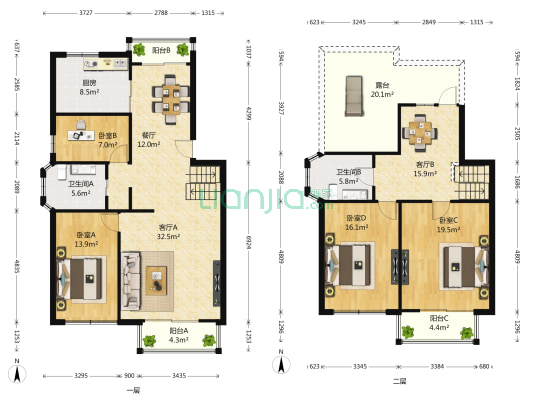 见龙苑 4室3厅2卫 179平方