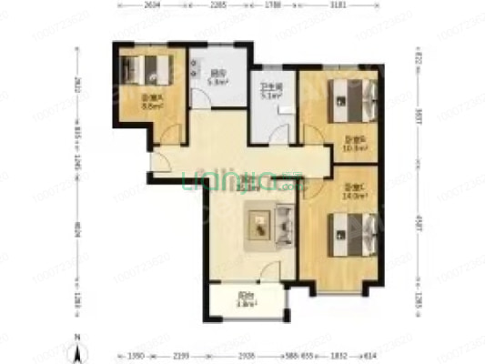 精装三居，南北通透，可拎包入住，楼栋位置好-户型图