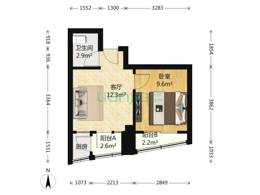 庐山花园 1室1厅 200万