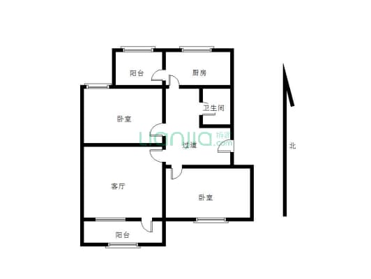 盟城小区 步梯4楼 2室一厅 居住方便-户型图