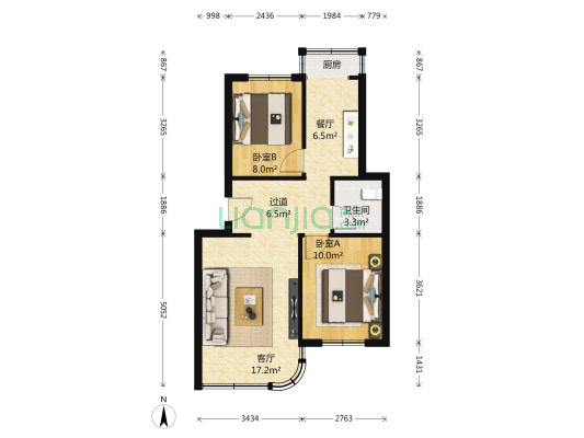 华富北屋村 4室2厅 850万