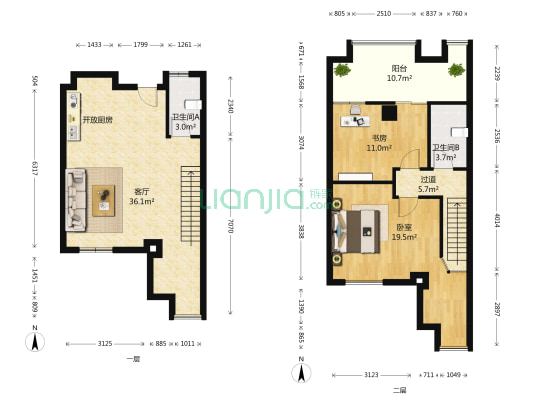 莱茵铂郡 2室1厅2卫 69平方