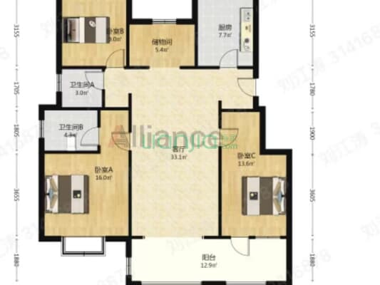 中冶未来城一期北院洋房好楼层好户型-户型图