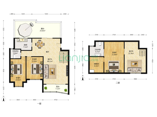 江南苑 3室2厅2卫 101平方