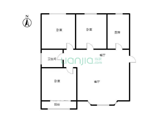 弘德缘 3室2厅 东 南 西-户型图