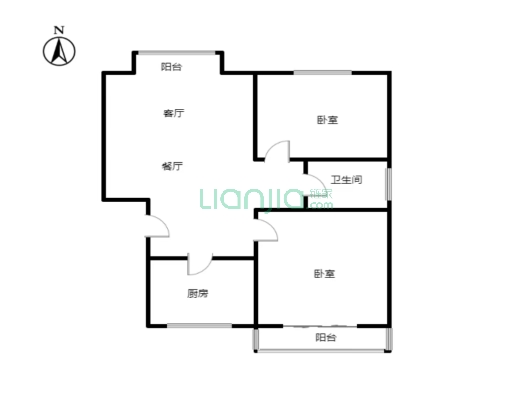 水岸花城南北通透户型，低楼层，集体供暖-户型图