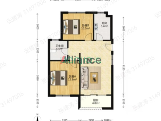 京都颐和城南北通透两居前后视野好-户型图