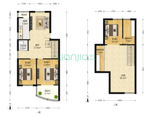 马群街99号 3室1厅1卫 84平方