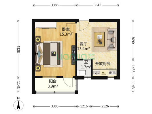 红花地 1室1厅1卫 40平方