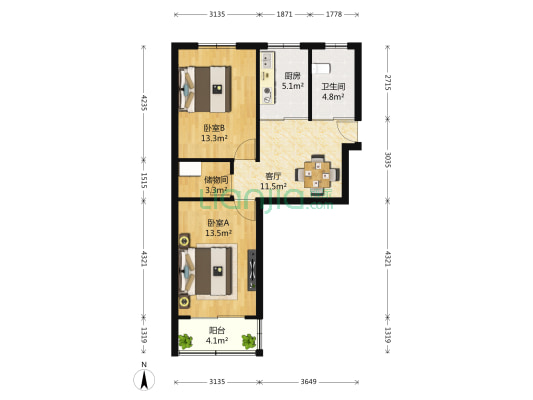 中星苑 2室1厅1卫 71平方