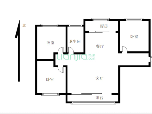 新一中教师公寓 中间楼层 大三室出售 有房本可按揭-户型图