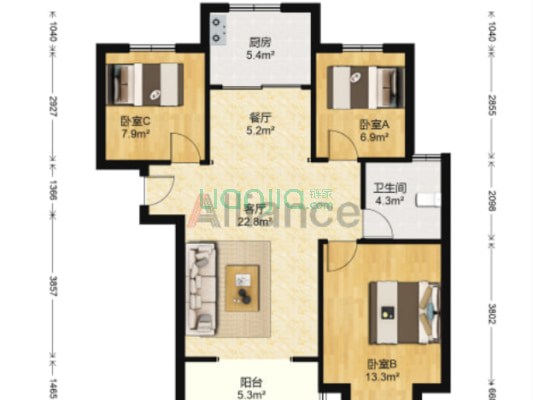 保利物业，集体供暖，坡地园林，人车分流-户型图