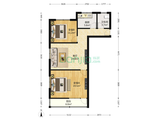 吴石路5号 2室1厅1卫 88平方