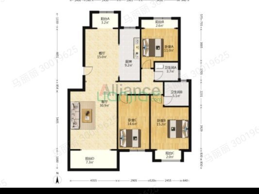 出售 香邑溪谷洋房 三居双卫 精装带车位地下室-户型图