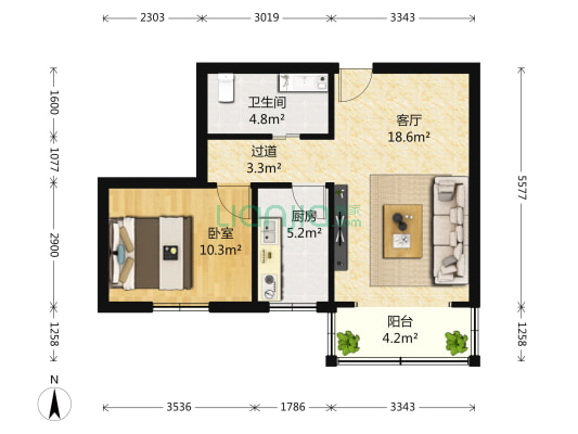 双丰聚苑 1室1厅1卫 54平方