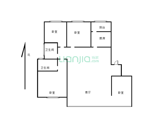 三室两厅一卫的经典户型，优质=好房-户型图