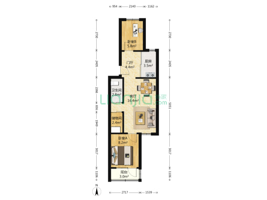 兴隆小区 2室1厅1卫 60平方