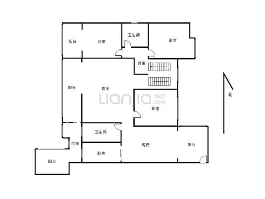 城北新小区   跃层  三室两厅双卫  精装修-户型图