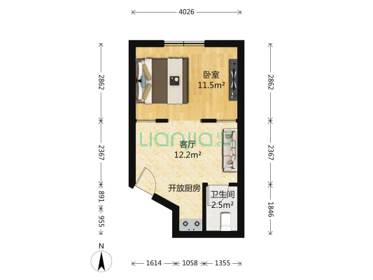 仁和公寓 1室1厅1卫 38平方