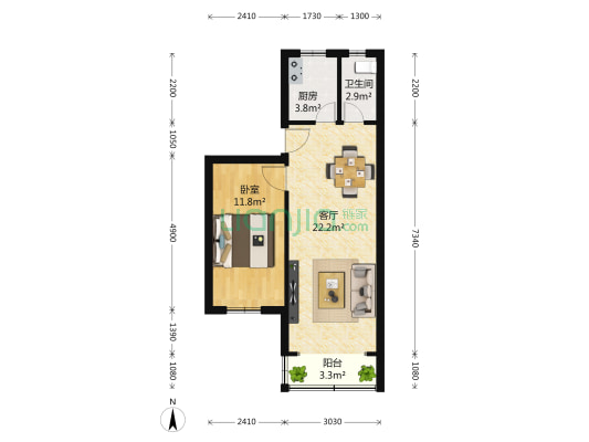凉城二村 1室2厅1卫 59平方