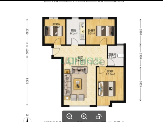 房本满二年，出门就是838公交车到北京六里桥 自住装修-户型图