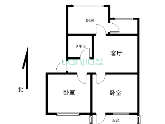 建东小区步梯四楼62平米两室一厅一厨一卫带一间储藏室-户型图