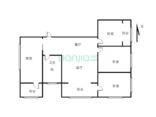 糖酒公司楼院 3室2厅 南-户型图