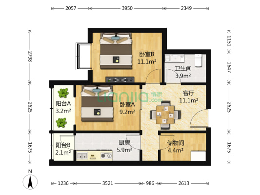 润枫锦尚 2室1厅1卫 75平方
