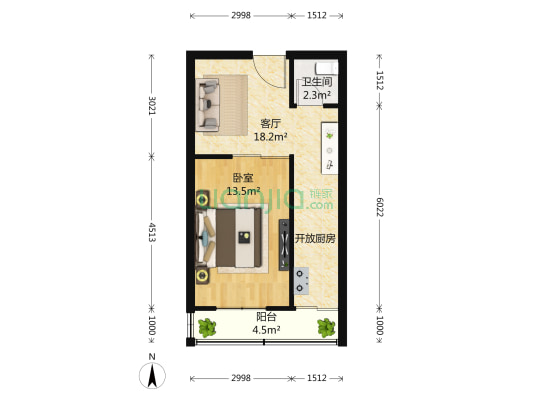 嘉陵南里 1室1厅1卫 47平方