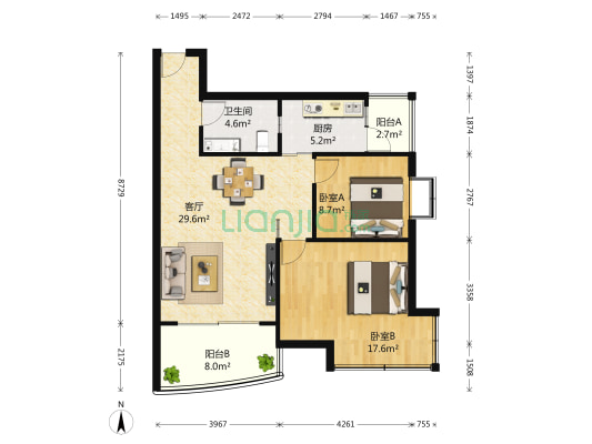 星光四季 2室1厅1卫 89平方