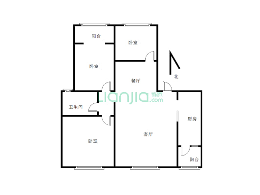 3室两厅1厨1卫 直接入住 生活方便-户型图