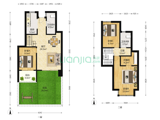 旭辉银城白马澜山 3室1厅2卫 87平方