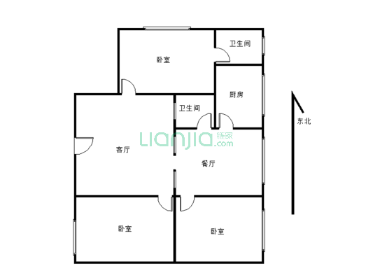 松涛公寓小区3室2厅 适合居住-户型图