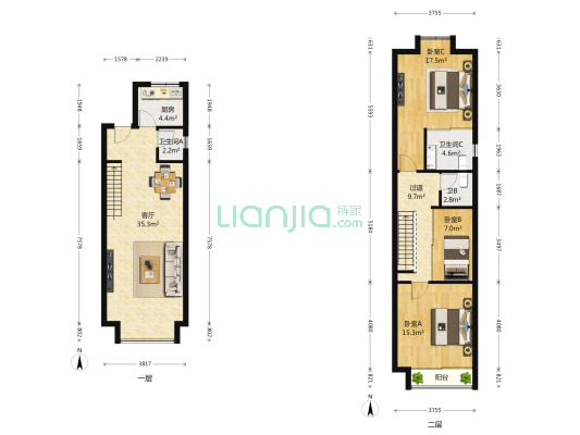 金城地豪 3室1厅3卫 109平方