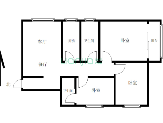 东方绿地精装三室户型方正居住舒适有证-户型图