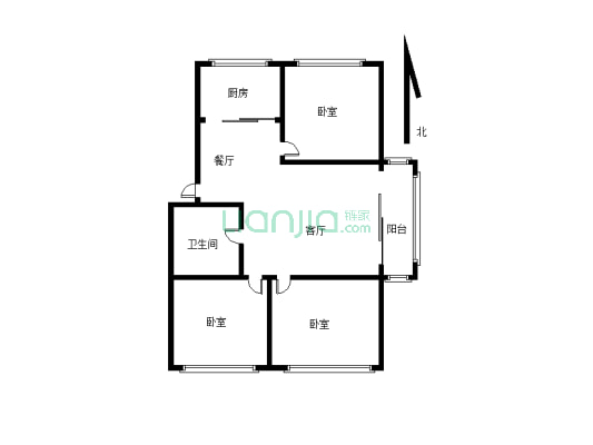 瑞景新城三室精装修  步梯房二楼 楼层低 适合居住-户型图